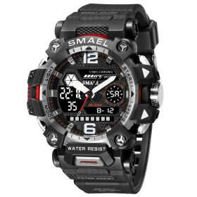 Luminous Waterproof Double Display Electronic Quartz Watches (Option: 8072 Black And White)