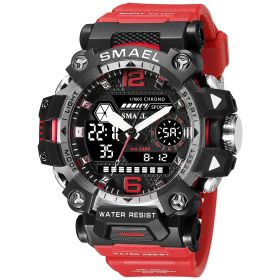 Luminous Waterproof Double Display Electronic Quartz Watches (Option: 8072 Red)