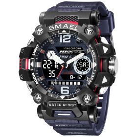 Luminous Waterproof Double Display Electronic Quartz Watches (Option: 8072 Blue)