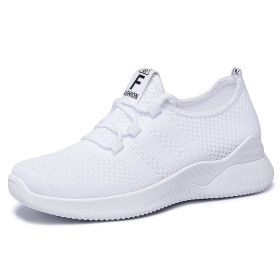 Women Mesh Casual Sport Shoes 36-41 Breathable Lightweight Running Outdoor Soft Sneaker Comfortable Spring Summer Autumn New (Color: White)
