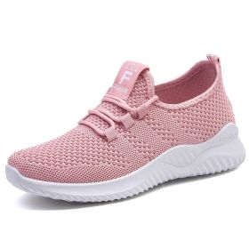 Women Mesh Casual Sport Shoes 36-41 Breathable Lightweight Running Outdoor Soft Sneaker Comfortable Spring Summer Autumn New (Color: Pink)