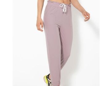 Drawstring Elastic Fitness High Waist Yoga Pants (Color: Pink)