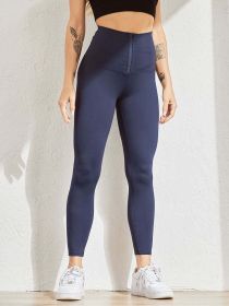 Women Legging for Fitness High Waist Leggings Push Up Sports Leggings Women Sexy Slim Black Legging Sportswear (Color: Navy)