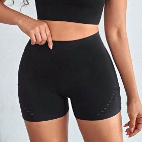 Running Fitness Sports Bra Women Seamless Knitted Skinny Peach Hip Hollow Out Cutout Breathable High Elastic Yoga Suit (size: L)
