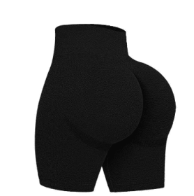Women's High Waist Running Cycling PantsYoga Shorts Sports Fitness Pants (Color: Black)