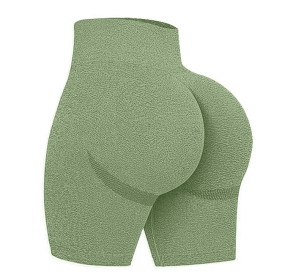Women's High Waist Running Cycling PantsYoga Shorts Sports Fitness Pants (Color: Army Green)